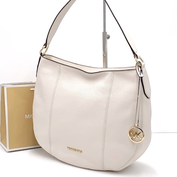MICHAEL KORS BROOKE LARGE HOBO SHLDR LEATHER LIGHT CREAM COLOR - Picture 1 of 15